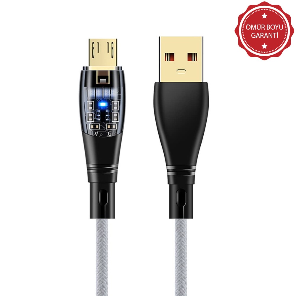 ScHitec 6A 120W UsbA to Micro 1Metre Hızlı Data ve Şarj Kablosu Beyaz YK232B